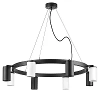 Люстра подвесная Рулло (Rullo) LR018374364 Lightstar белая чёрная на 8 ламп, основание чёрное в стиле хай-тек Люстра подвесная Рулло (Rullo) LR018374364 Lightstar белая чёрная на 8 ламп, основание чёрное в стиле хай-тек